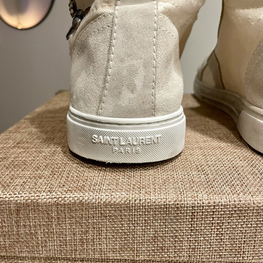 Saint Laurent distressed canvas high top sneakers - Picture 2 of 4